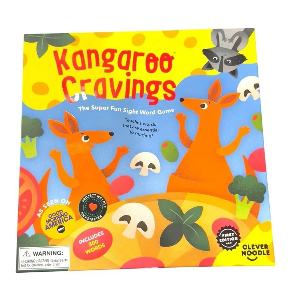 Clever Noodle Kangaroo Cravings Kids Sight Word Literacy Skills Board Game. NEW.